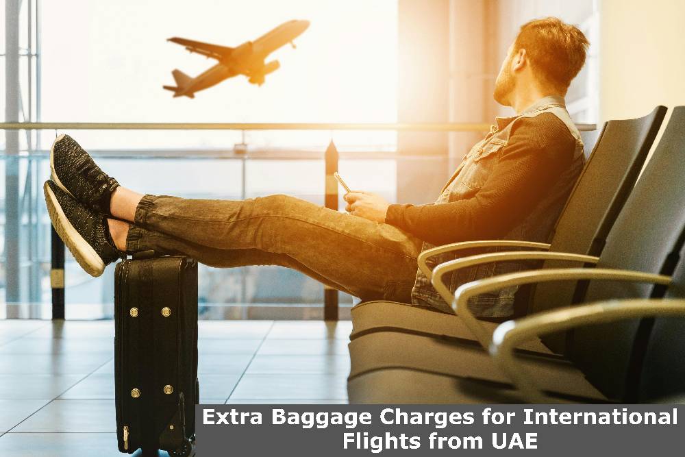Passenger at airport thinking about UAE's International Flight Extra Baggage Fees.