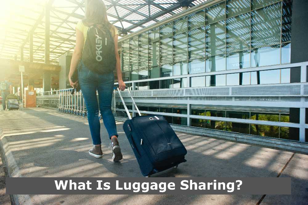 A girl is planning to share her luggage with someone using luggage sharing services.