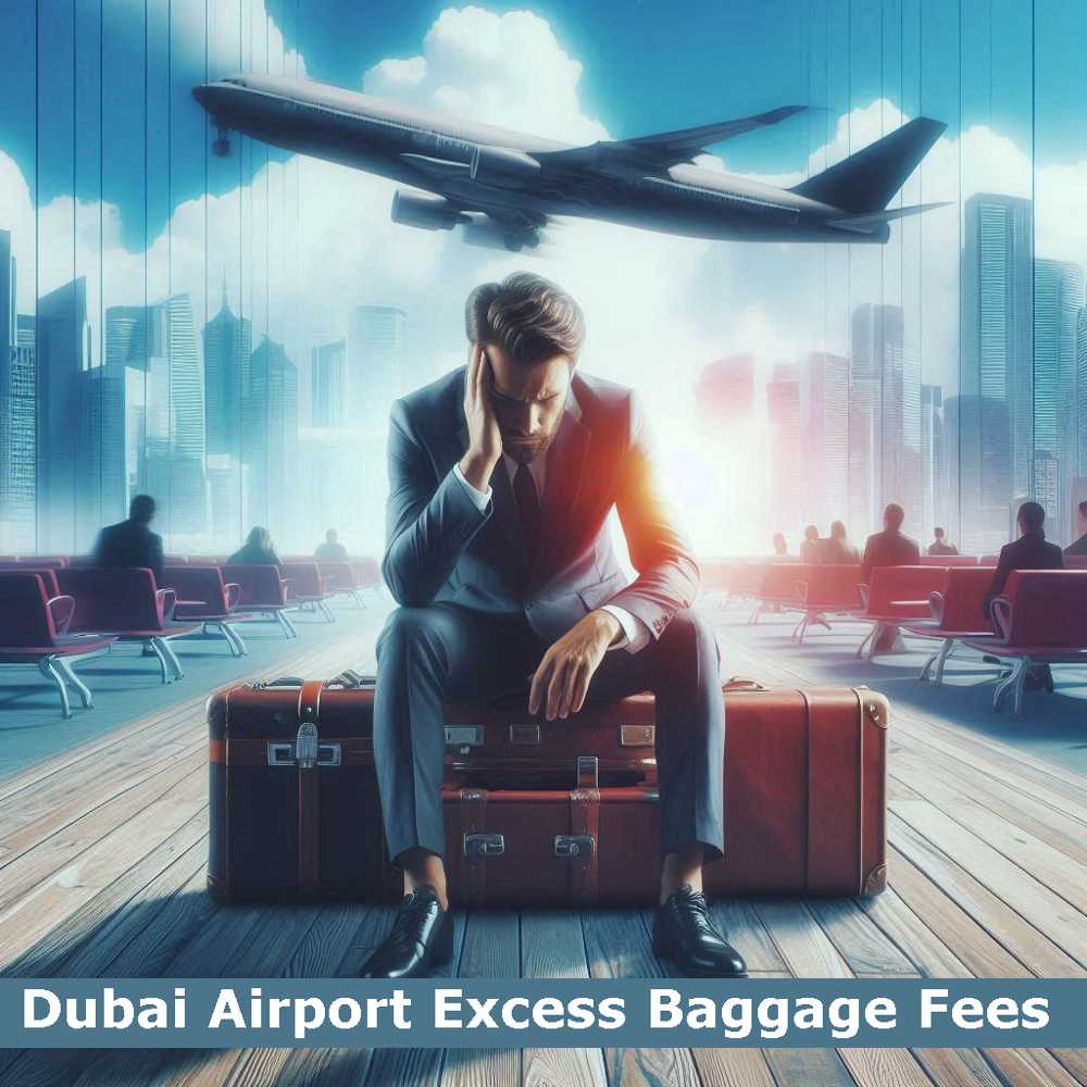 A man worried about excess baggage, want to know Dubai Airport Excess Baggage Fees and discounts